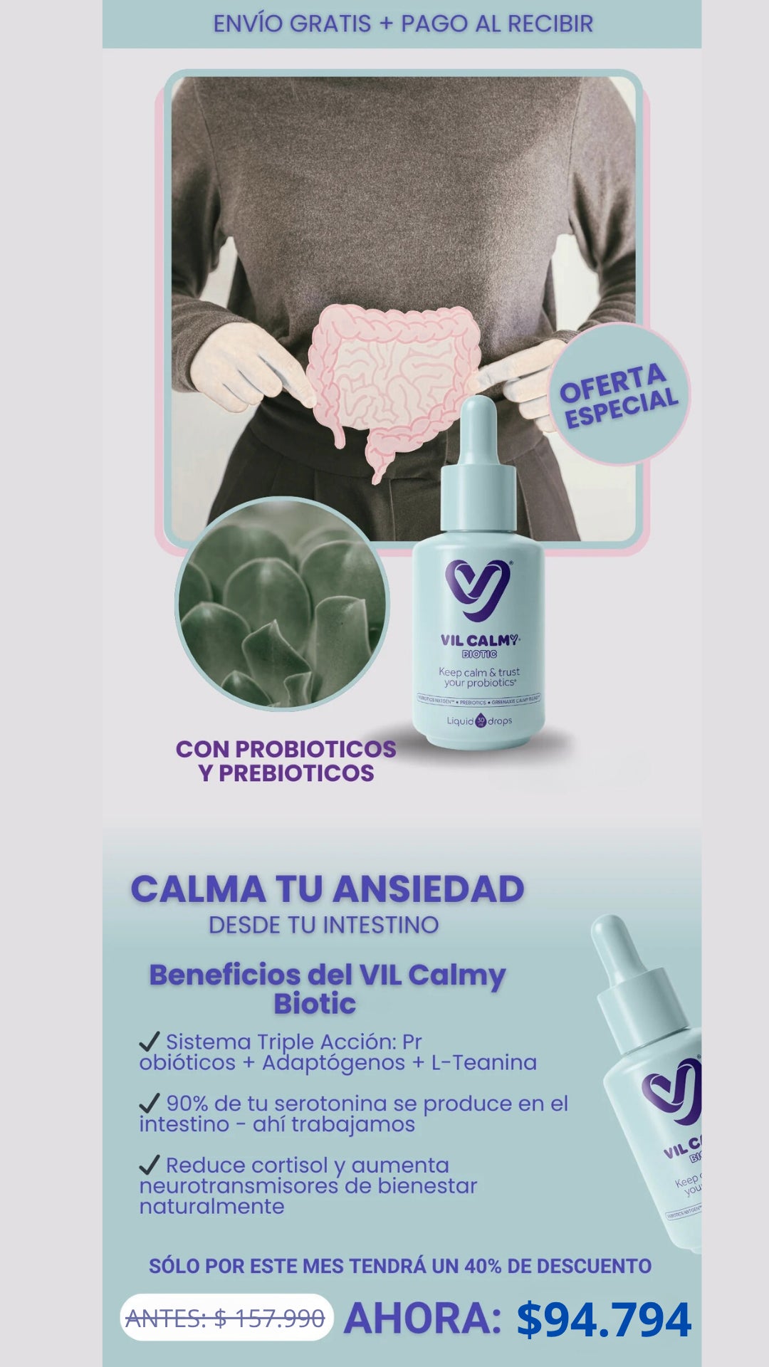 VIL Calmy Biotic - Manejo Estrés - 40% off + Envío Gratis+Descuentos Progresivos!