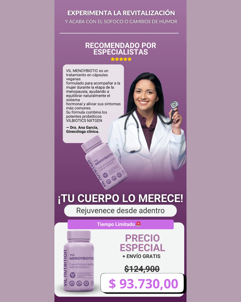 VIL MenoYBiotic - Tratamiento menopausia - Envío gratia + Descuentos Progresivos!