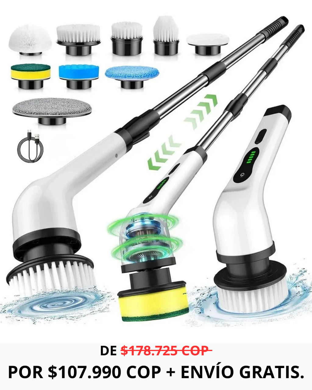 Turbo Cepillo 9 en 1 – Potencia y Precisión en la Limpieza