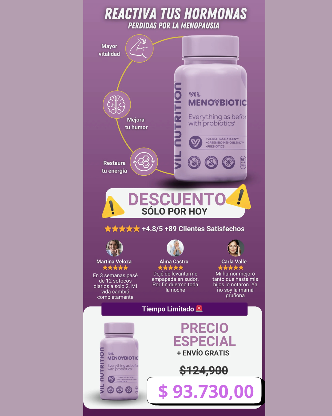 VIL MenoYBiotic - Tratamiento menopausia - Envío gratia + Descuentos Progresivos!