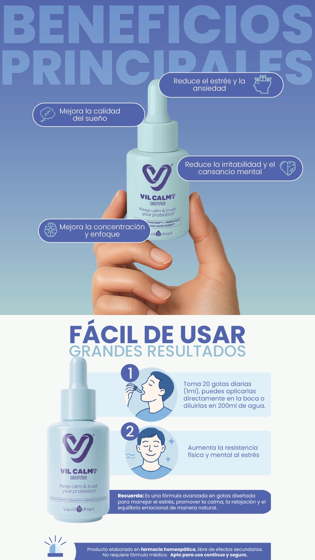 VIL Calmy Biotic - Manejo Estrés - 40% off + Envío Gratis+Descuentos Progresivos!