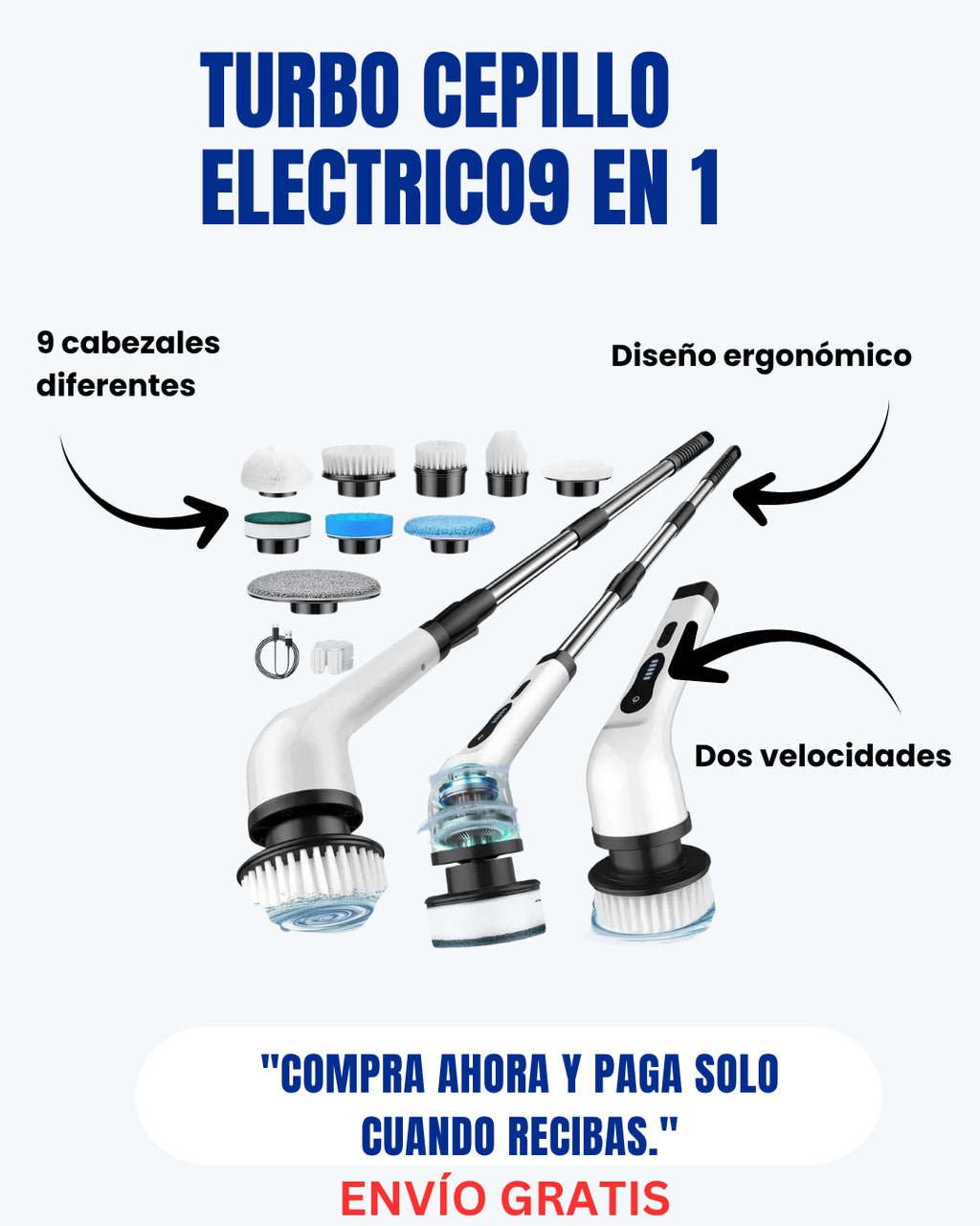 Turbo Cepillo 9 en 1 – Potencia y Precisión en la Limpieza