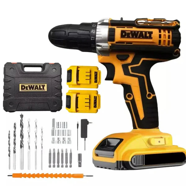 KIT ORIGINAL DEWALT: Taladro inalámbrico de alto impacto + 26 ACCESORIOS [2 BATERÍAS DE 48 V] 
