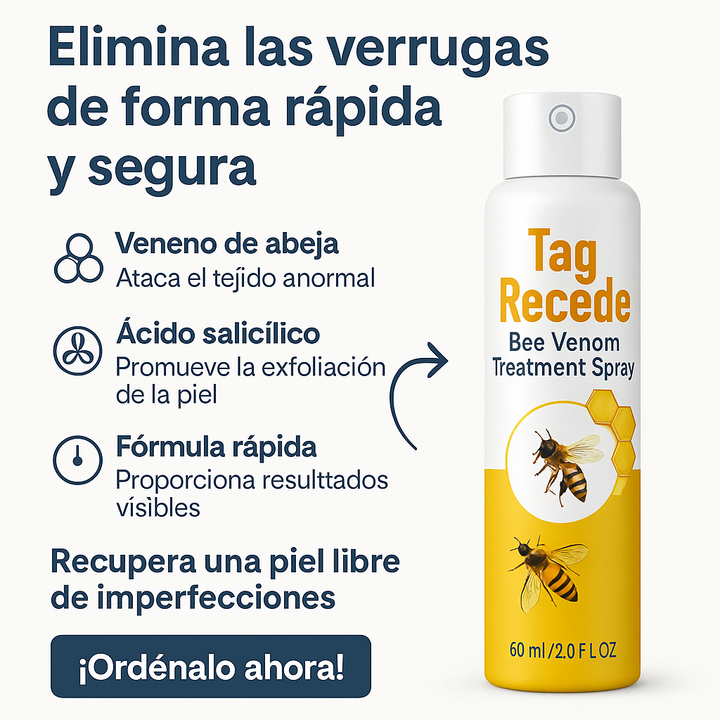 Tag Recede® – Spray Eliminador de Verrugas Despídete de las verrugas y marcas en la piel !
