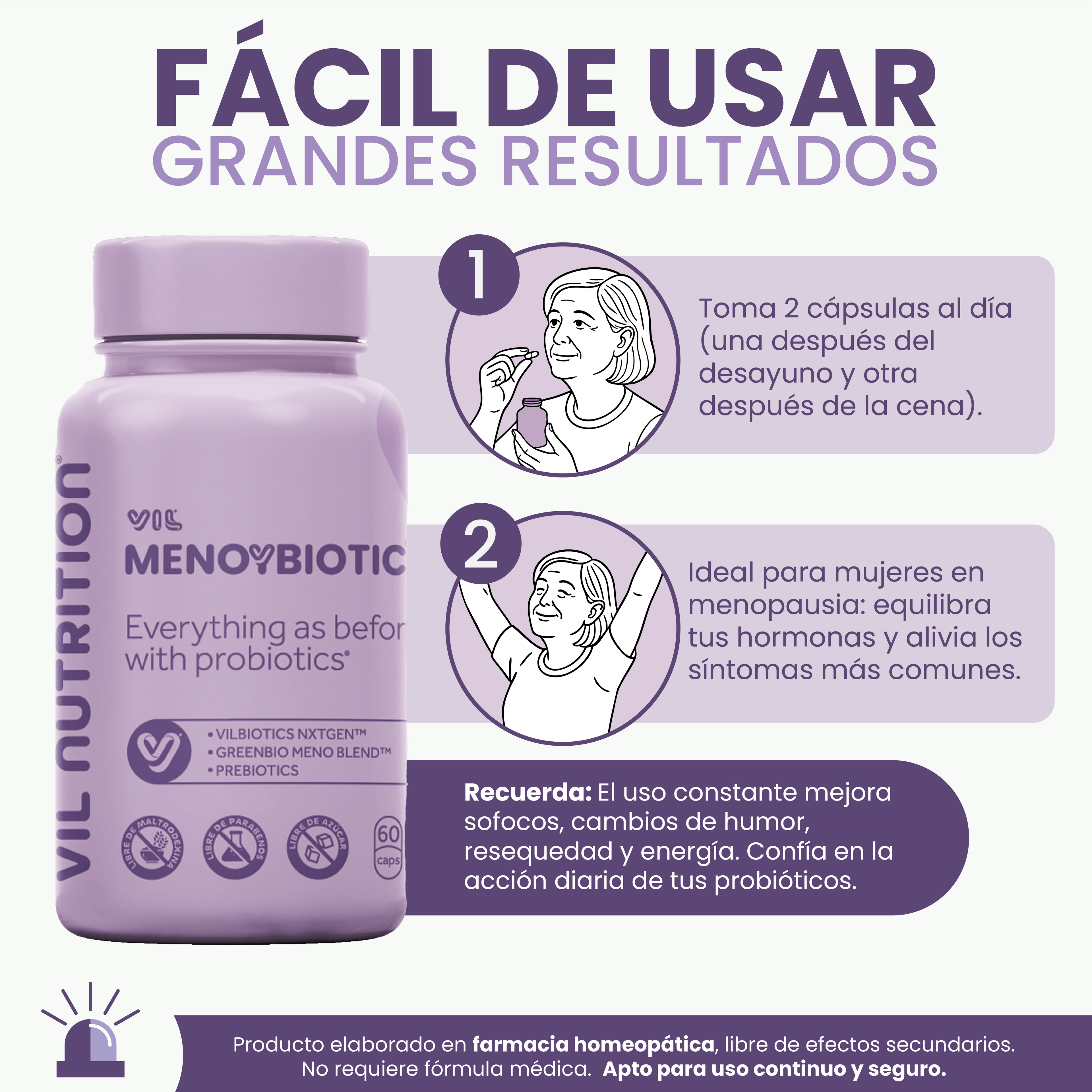 VIL MenoYBiotic - Tratamiento menopausia - Envío gratia + Descuentos Progresivos!