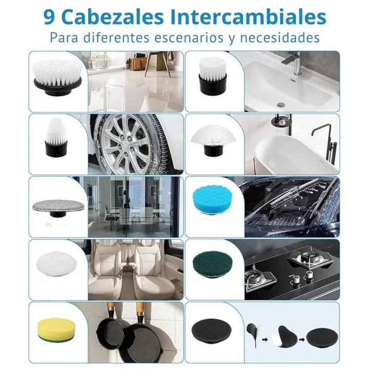 Turbo Cepillo 9 en 1 – Potencia y Precisión en la Limpieza